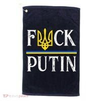 I Stand With Ukraine Flag Logo Trident Funny Anti Putin Golf Towel thumb 0