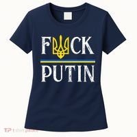 I Stand With Ukraine Flag Logo Trident Funny Anti Putin Women's T-Shirt thumb 0