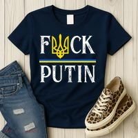 I Stand With Ukraine Flag Logo Trident Funny Anti Putin Women's T-Shirt thumb 3