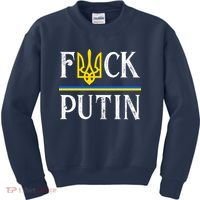 I Stand With Ukraine Flag Logo Trident Funny Anti Putin Kids Sweatshirt thumb 0