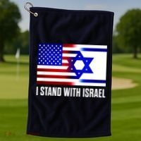 I Stand With Israel Us Israel Flag Support Israel Jerusalem Golf Towel thumb 1