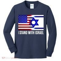 I Stand With Israel Us Israel Flag Support Israel Jerusalem Kids Long Sleeve Shirt thumb 0