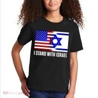 I Stand With Israel Us Israel Flag Support Israel Jerusalem Kids T-Shirt thumb 2