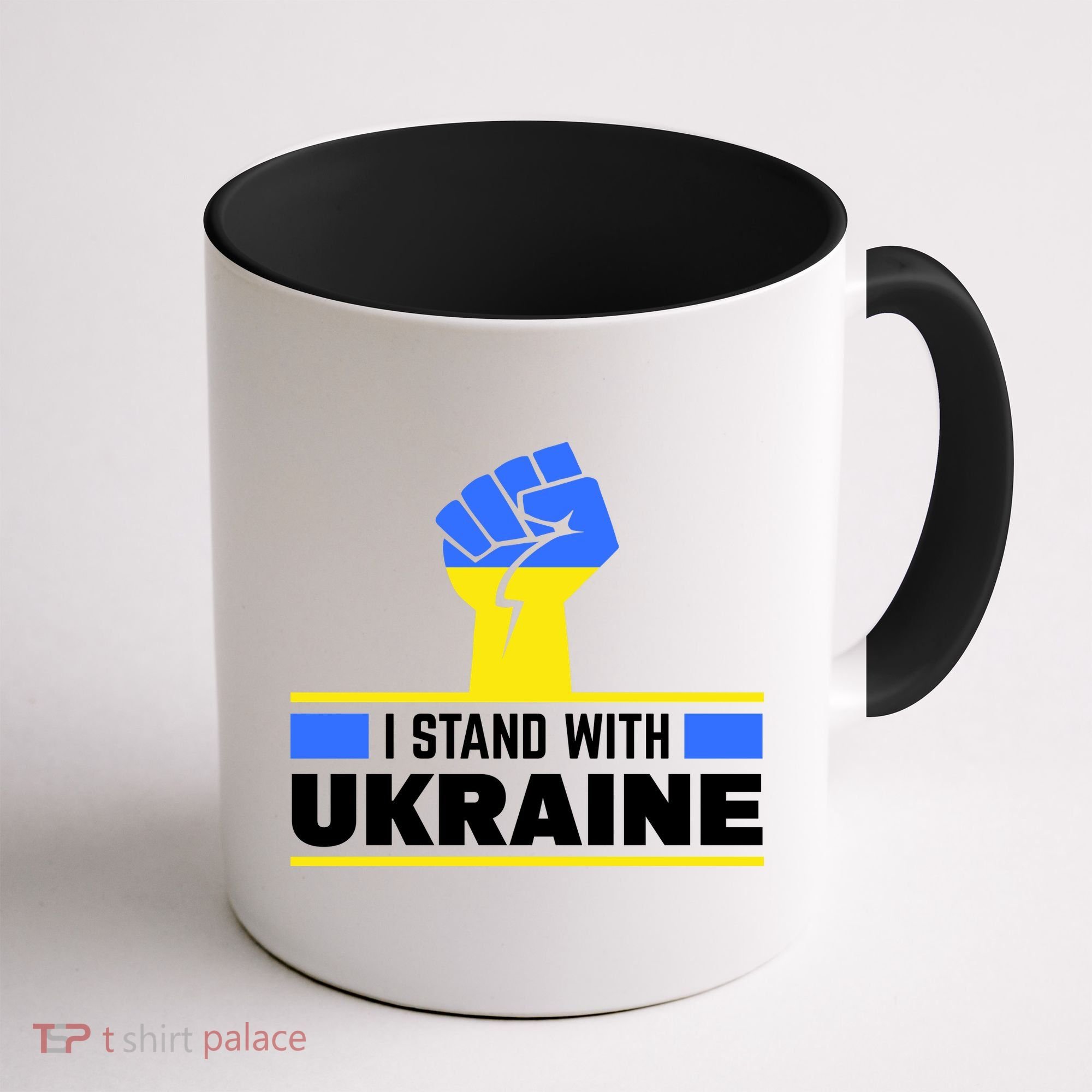I Stand With Ukraine Support Love Peace Fist Coffee Mug