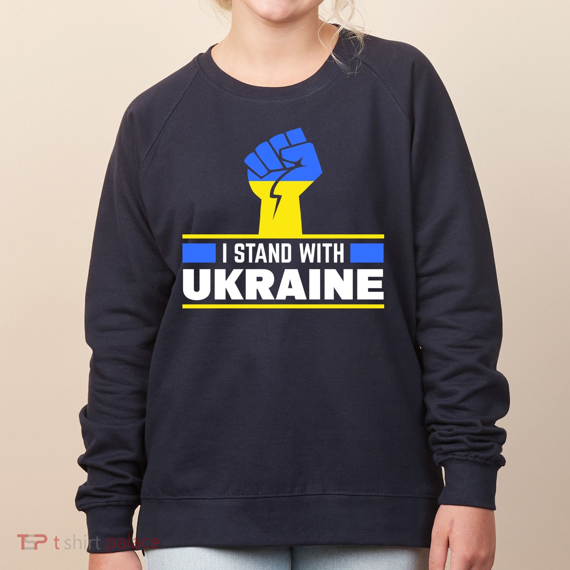 I Stand With Ukraine Support Love Peace Fist Women's Sweatshirt