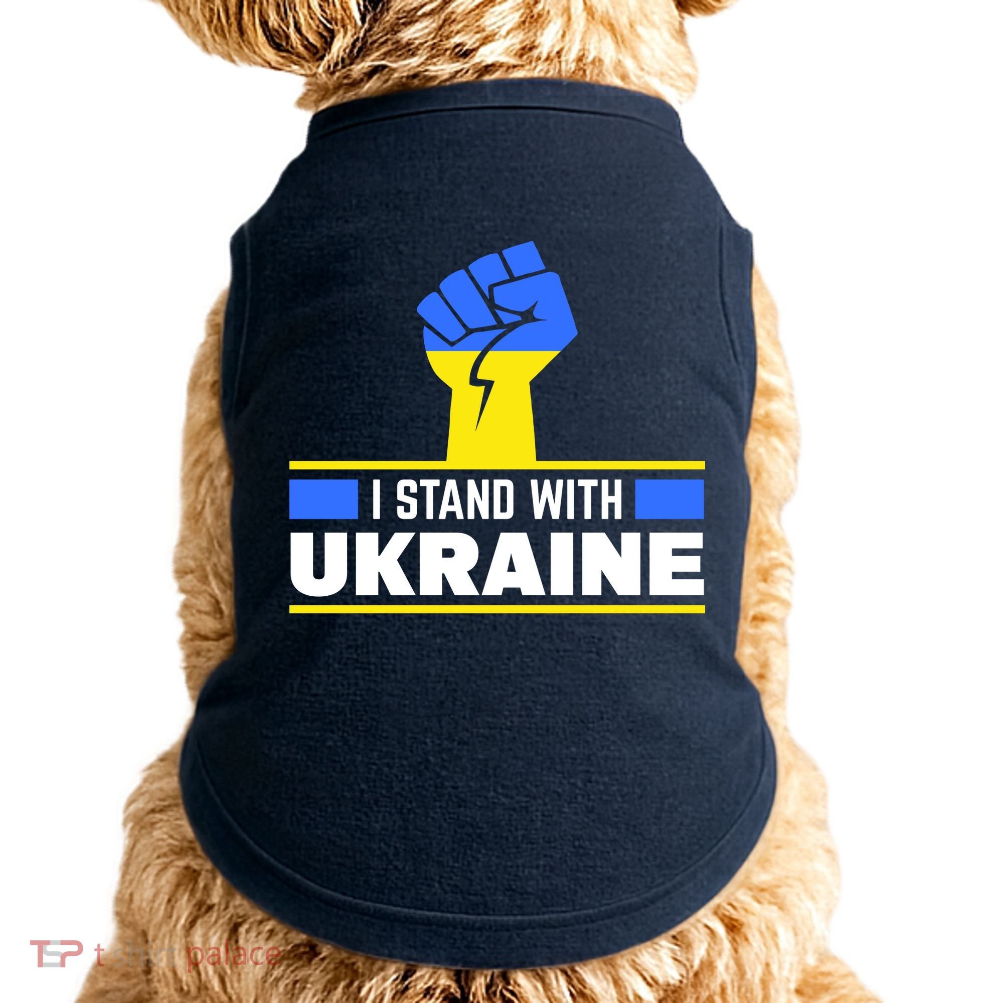I Stand With Ukraine Support Love Peace Fist Doggie Tank
