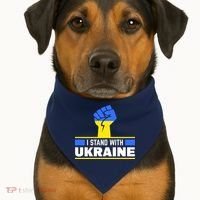 I Stand With Ukraine Support Love Peace Fist USA-Made Doggie Bandana thumb 1