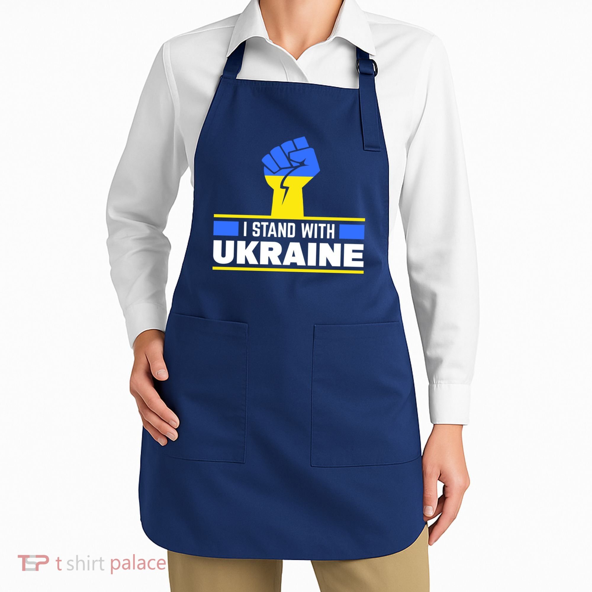I Stand With Ukraine Support Love Peace Fist Apron