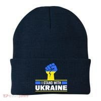 I Stand With Ukraine Support Love Peace Fist Beanie thumb 0