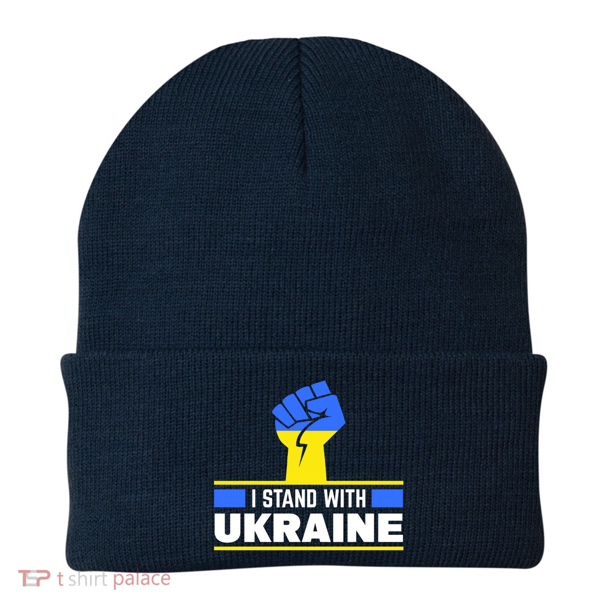 I Stand With Ukraine Support Love Peace Fist Beanie