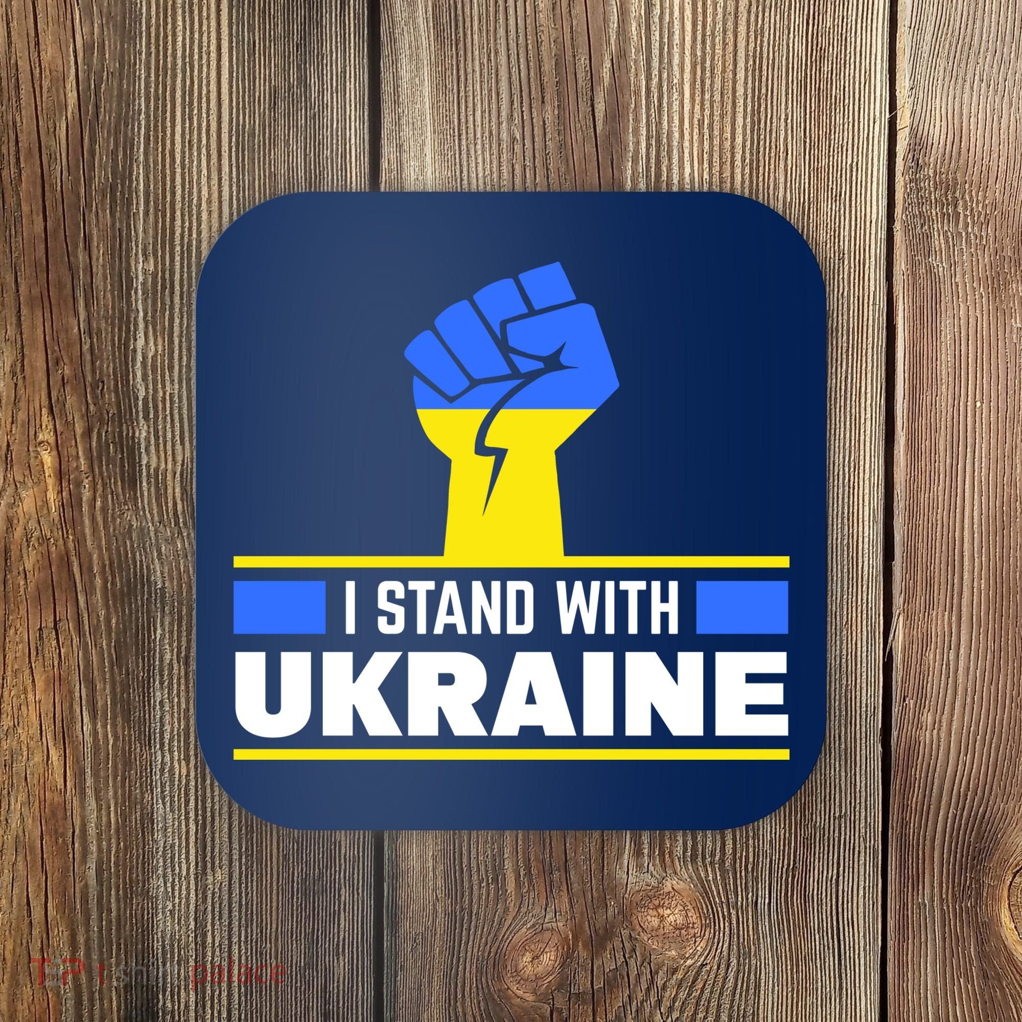 I Stand With Ukraine Support Love Peace Fist Coaster
