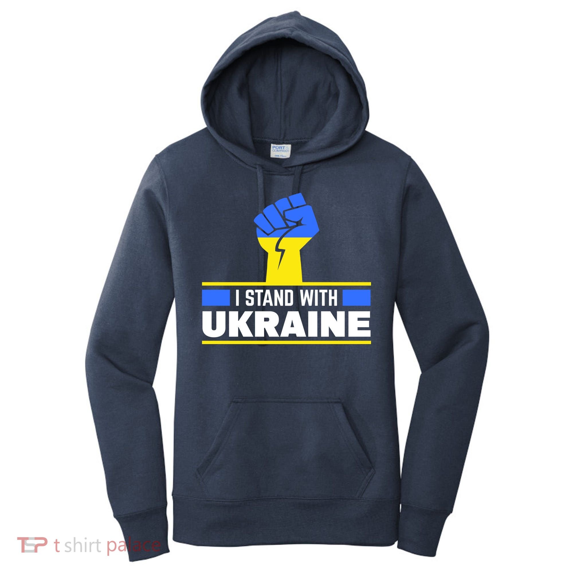 I Stand With Ukraine Support Love Peace Fist Women's Hoodie