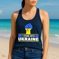 I Stand With Ukraine Support Love Peace Fist Women's Tank Top thumb 2