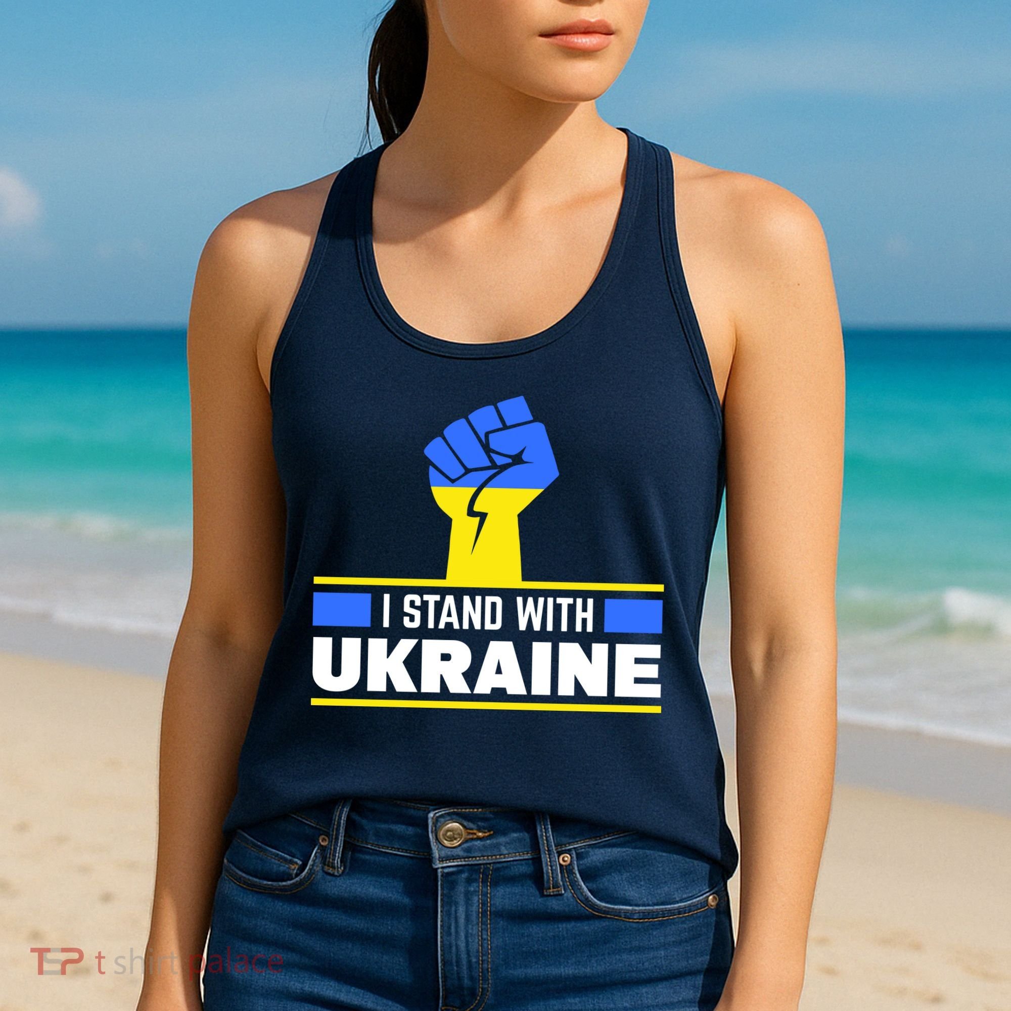 I Stand With Ukraine Support Love Peace Fist Women's Tank Top