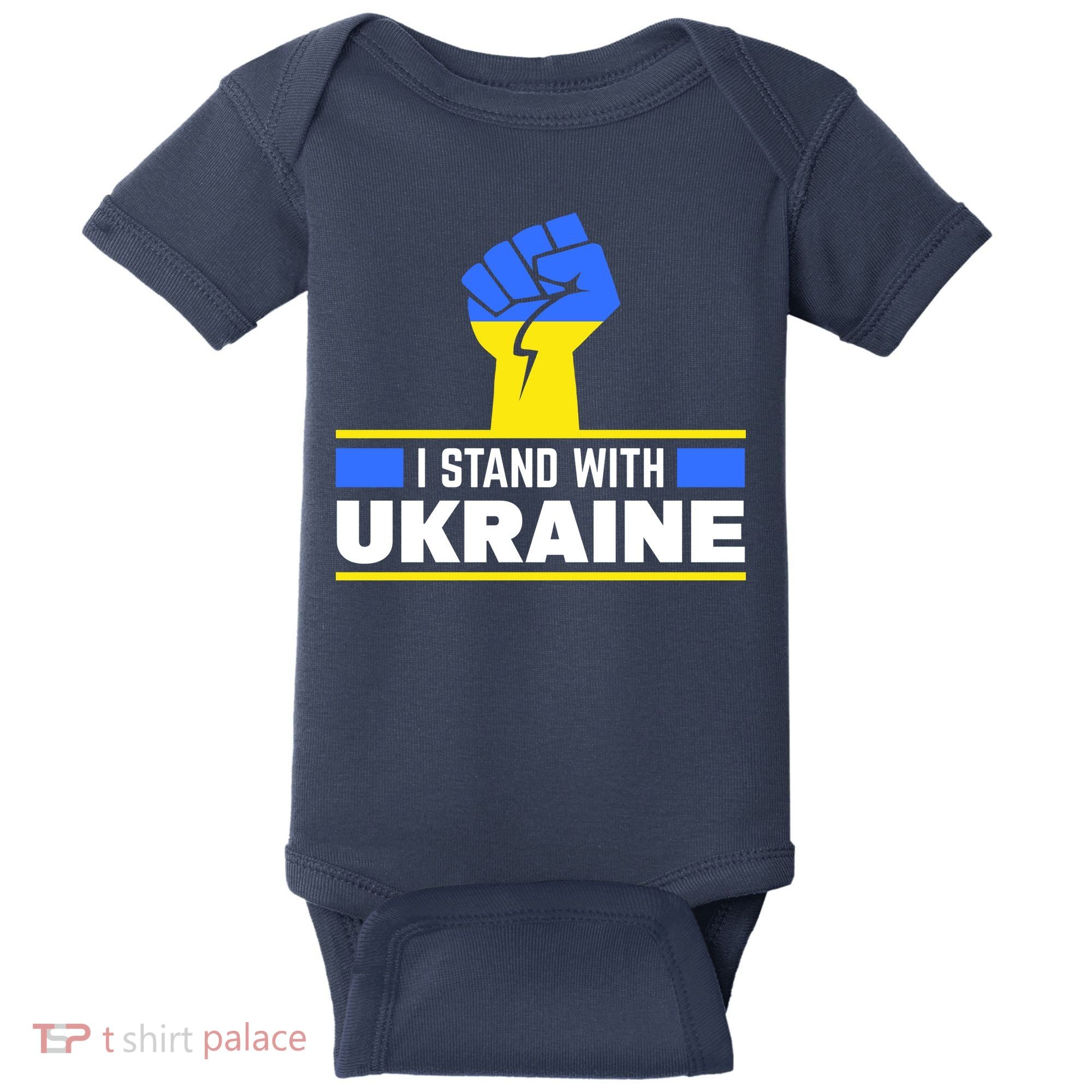 I Stand With Ukraine Support Love Peace Fist Baby Bodysuit