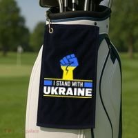 I Stand With Ukraine Support Love Peace Fist Golf Towel thumb 2