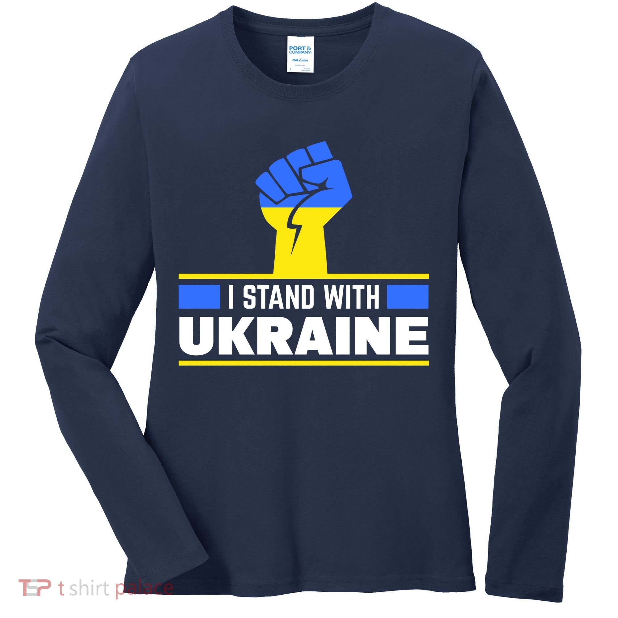 I Stand With Ukraine Support Love Peace Fist Women's Long Sleeve Shirt