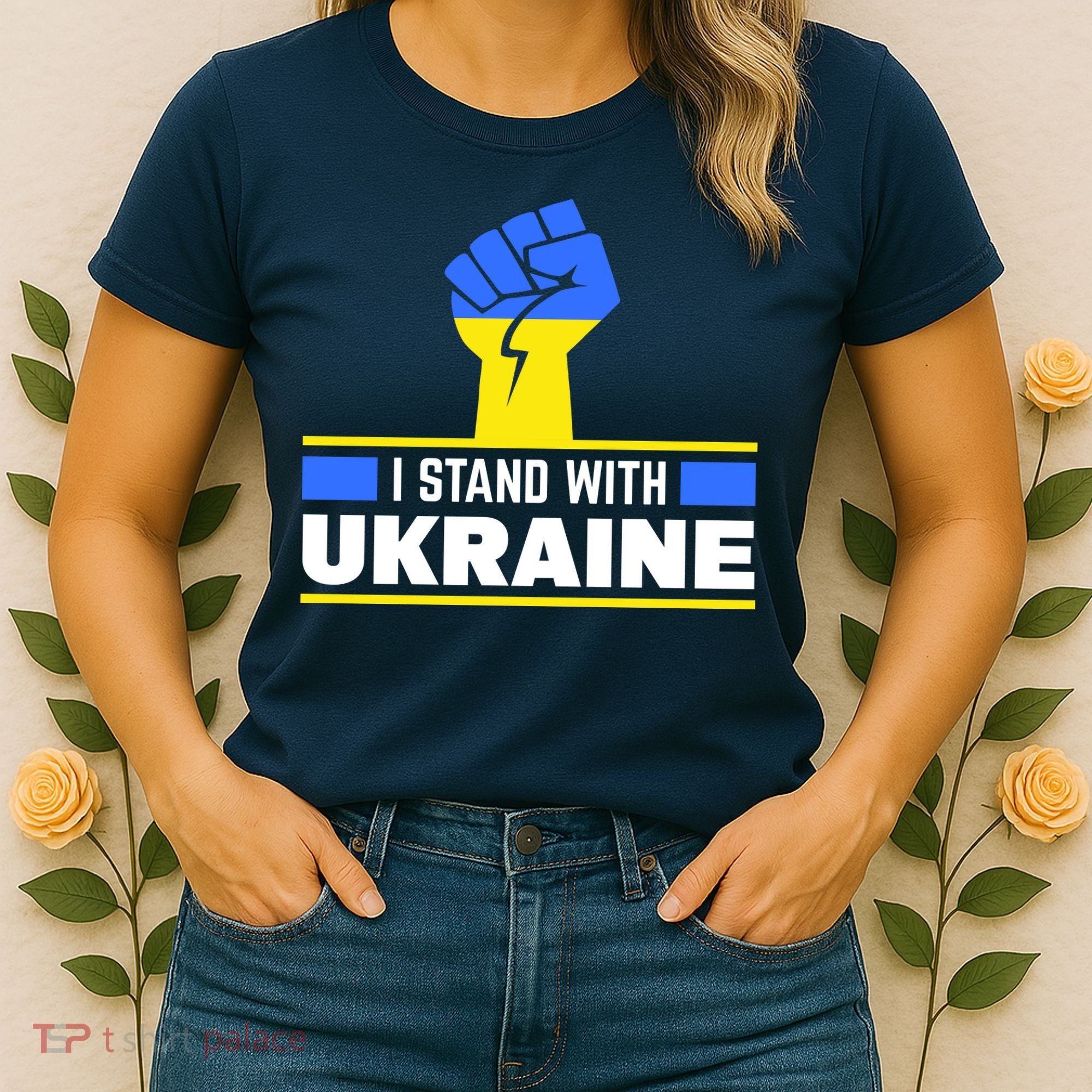 I Stand With Ukraine Support Love Peace Fist Women's T-Shirt