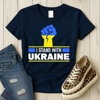 I Stand With Ukraine Support Love Peace Fist Women's T-Shirt thumb 3