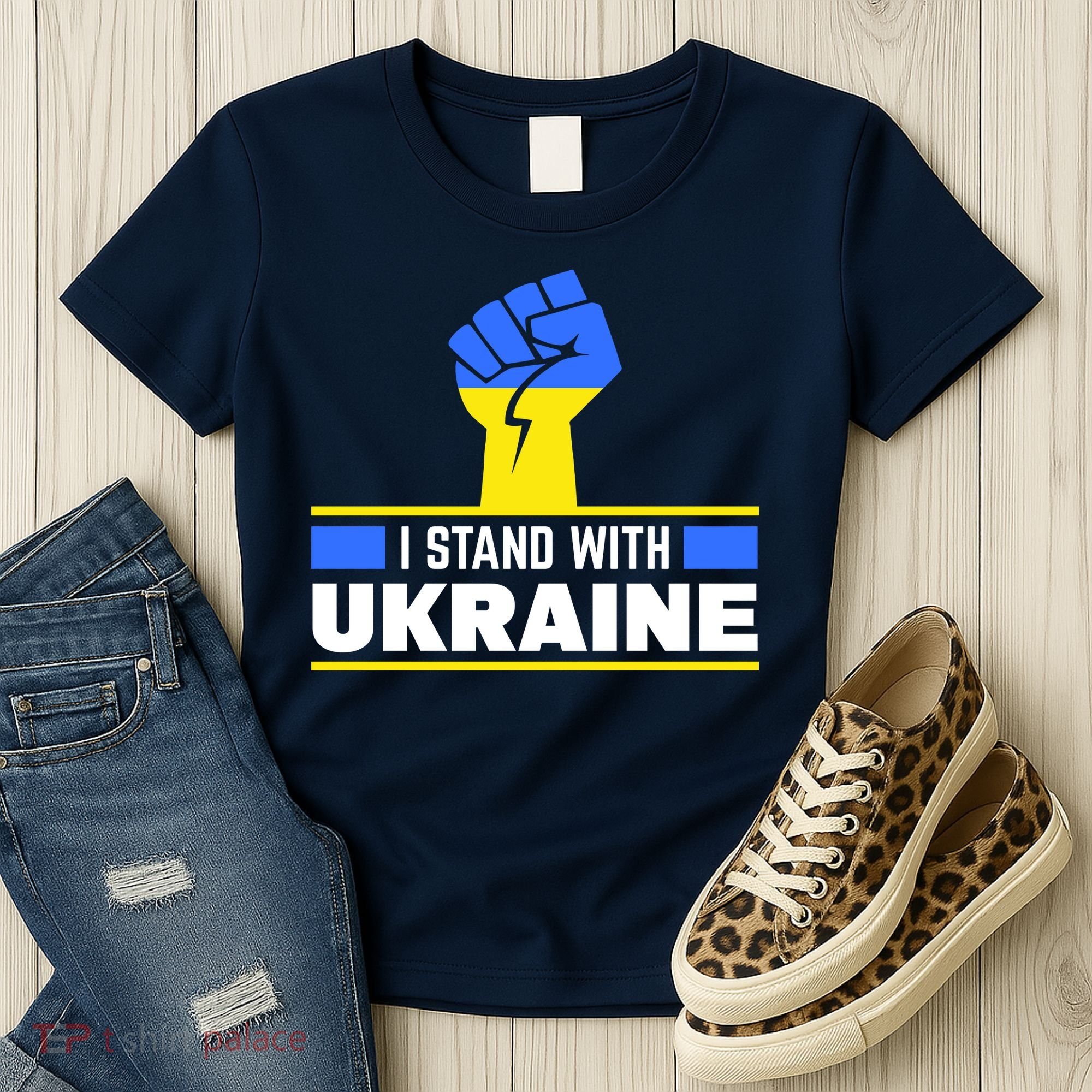I Stand With Ukraine Support Love Peace Fist Women's T-Shirt