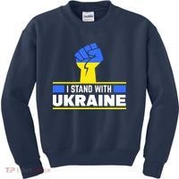 I Stand With Ukraine Support Love Peace Fist Kids Sweatshirt thumb 0