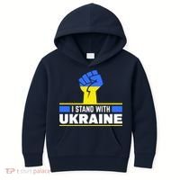 I Stand With Ukraine Support Love Peace Fist Kids Hoodie thumb 0