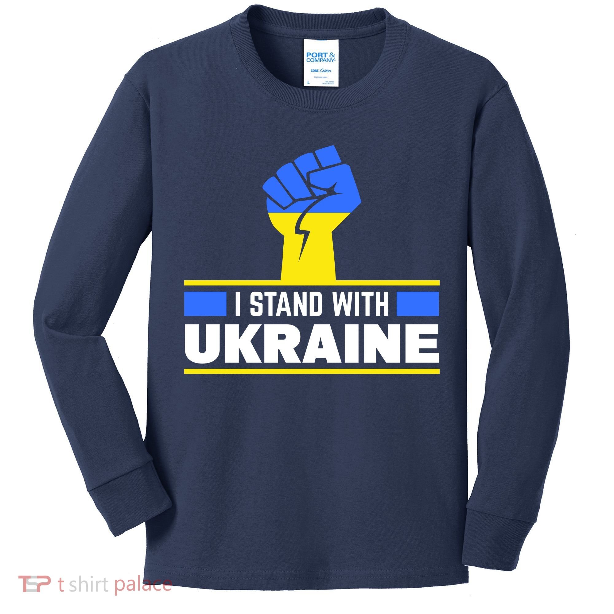 I Stand With Ukraine Support Love Peace Fist Kids Long Sleeve Shirt