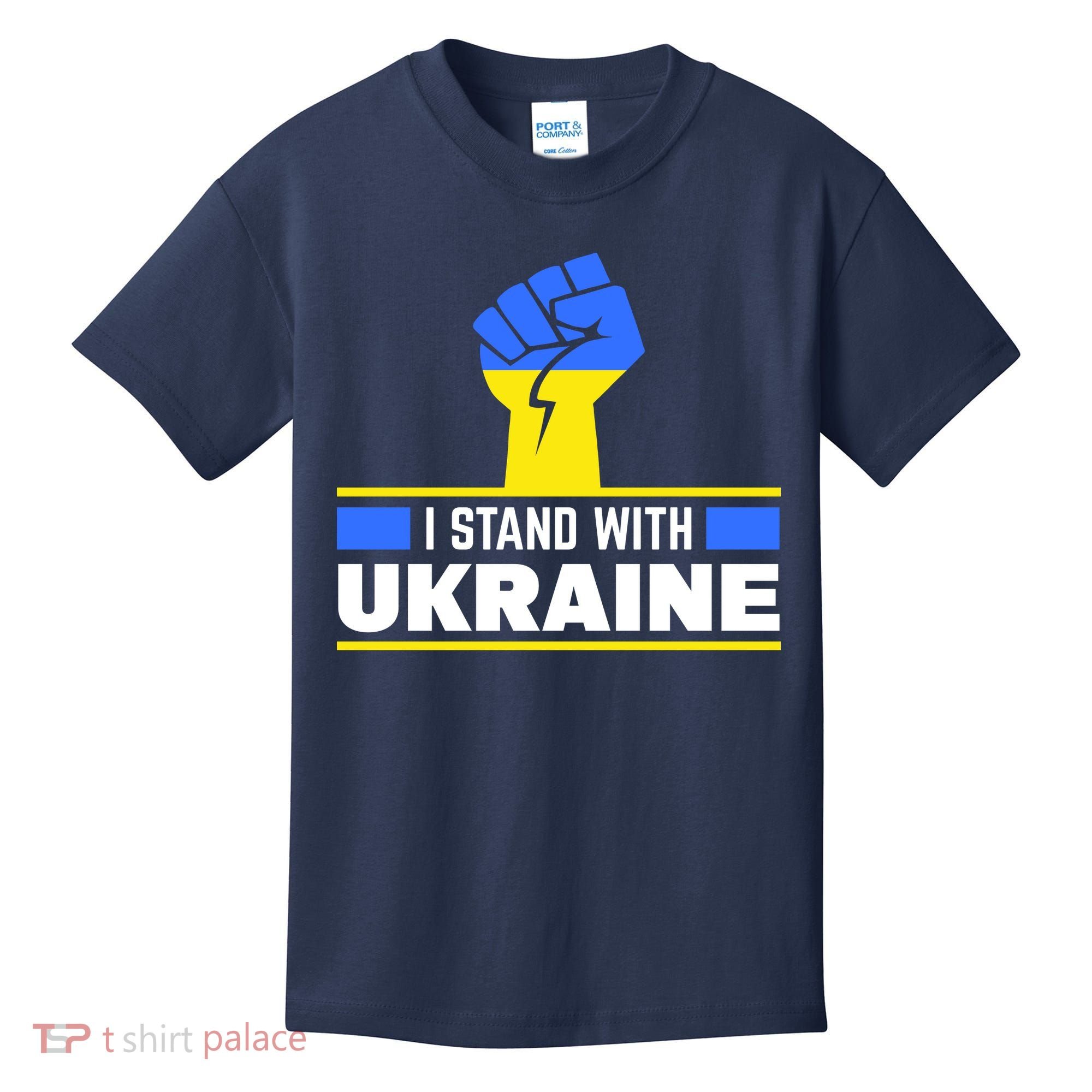 I Stand With Ukraine Support Love Peace Fist Kids T-Shirt