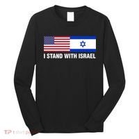 I Stand With Israel American Flag Israeli Flag Long Sleeve Shirt thumb 0