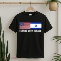 I Stand With Israel American Flag Israeli Flag T-Shirt thumb 2