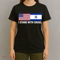 I Stand With Israel American Flag Israeli Flag T-Shirt thumb 4
