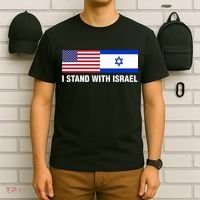 I Stand With Israel American Flag Israeli Flag T-Shirt thumb 6