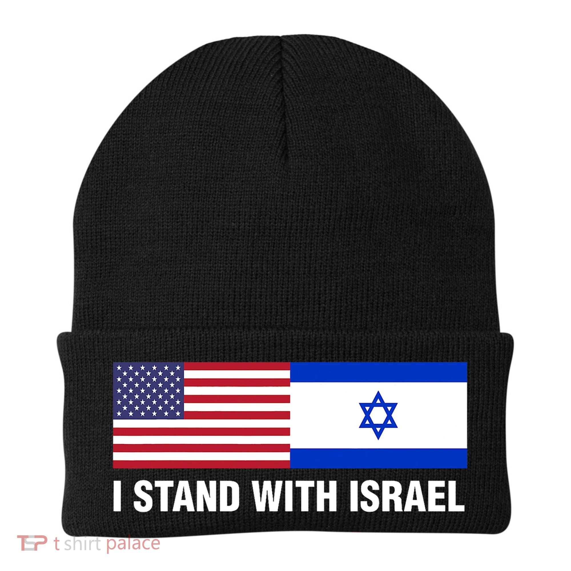 I Stand With Israel American Flag Israeli Flag Beanie