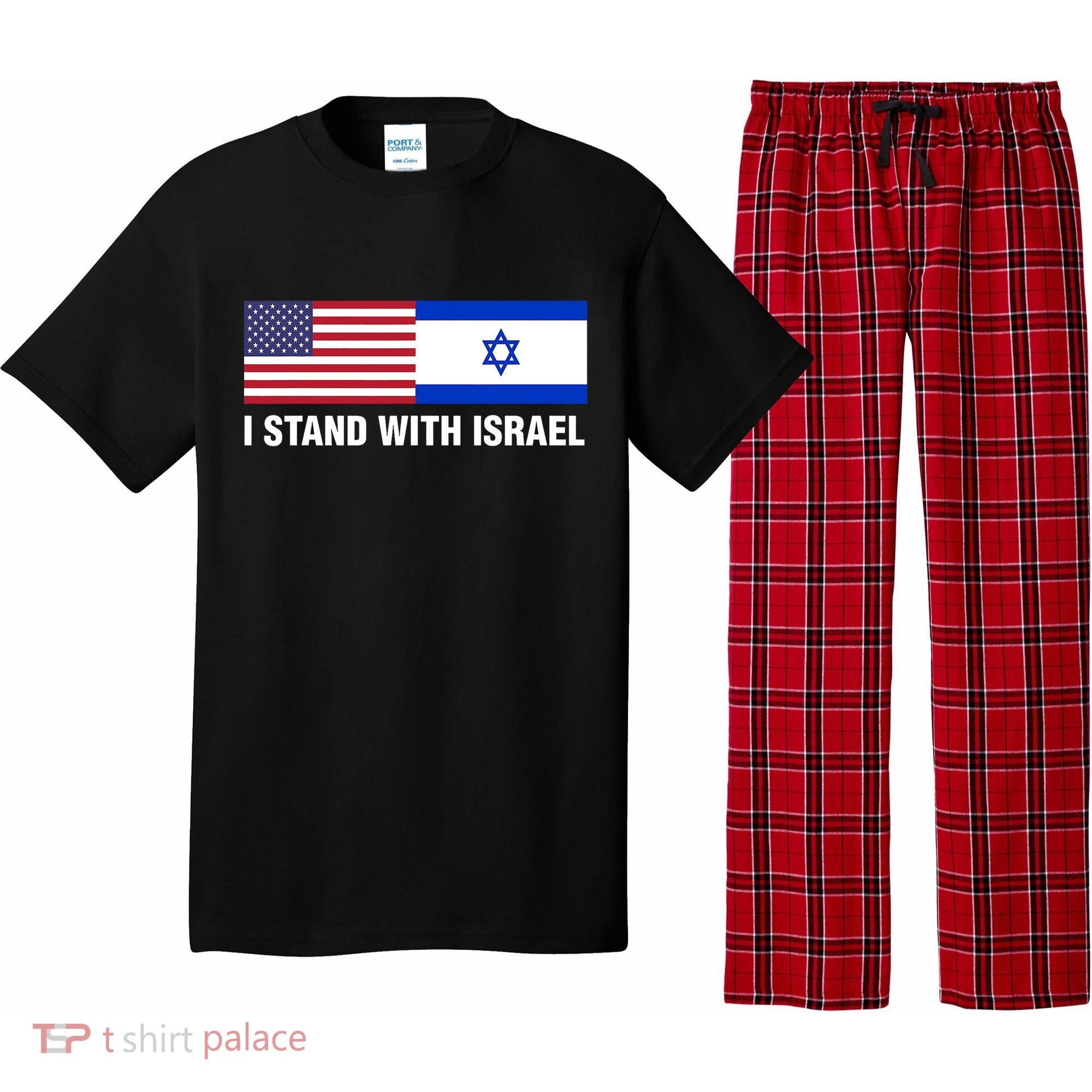I Stand With Israel American Flag Israeli Flag Pajama Set