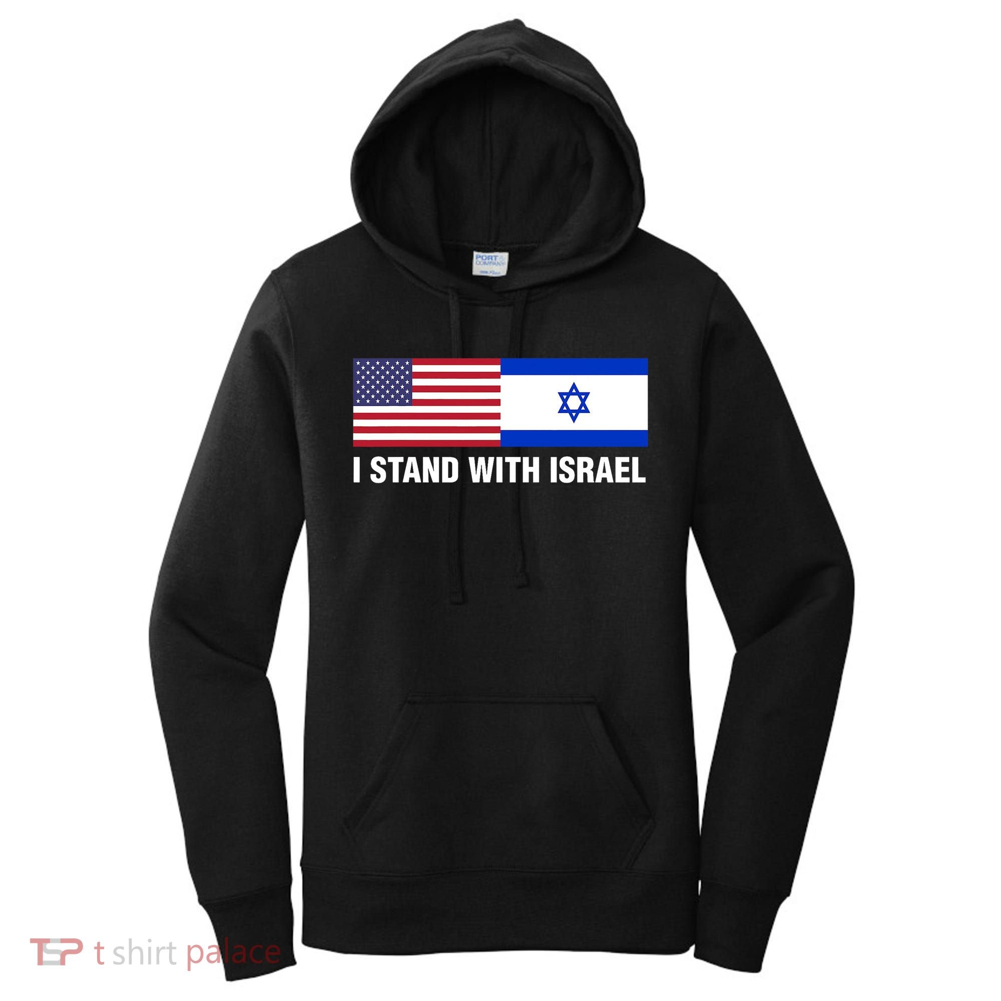 I Stand With Israel American Flag Israeli Flag Women's Hoodie