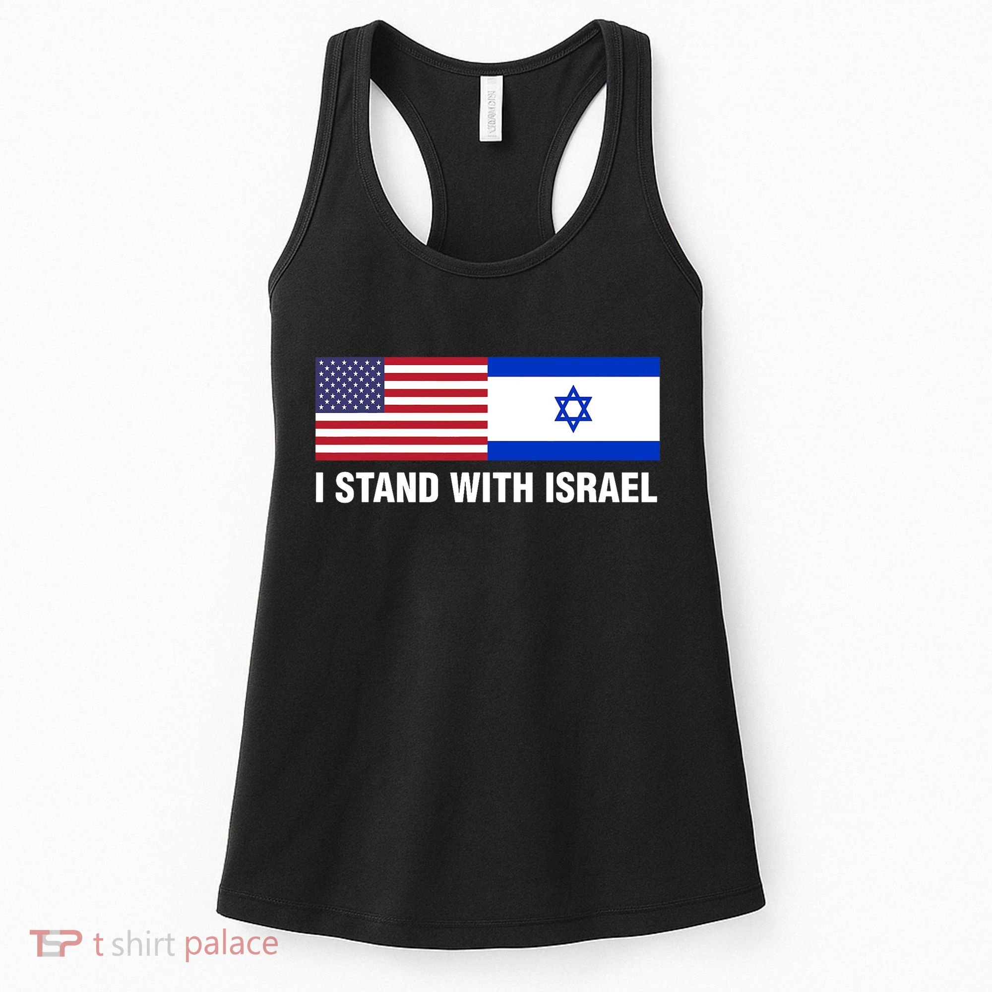 I Stand With Israel American Flag Israeli Flag Women's Tank Top