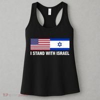 I Stand With Israel American Flag Israeli Flag Women's Tank Top thumb 3