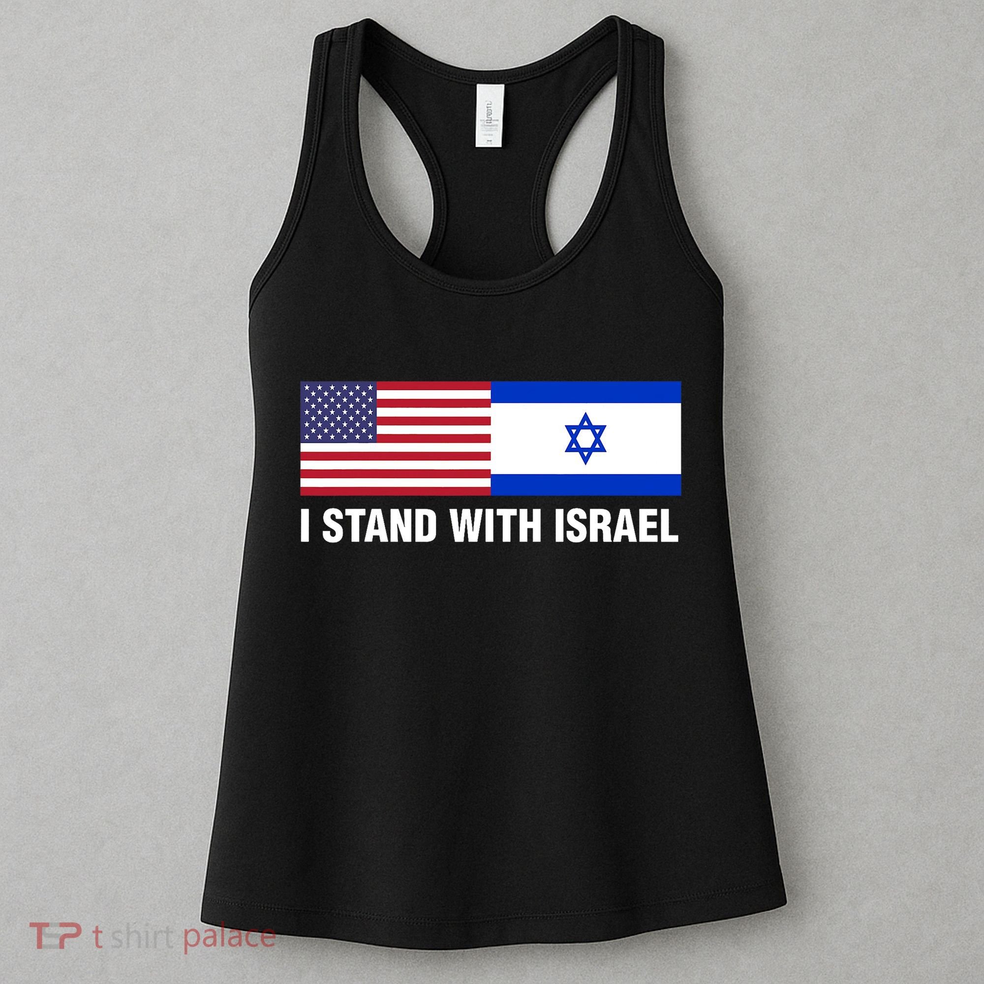 I Stand With Israel American Flag Israeli Flag Women's Tank Top