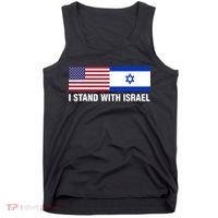I Stand With Israel American Flag Israeli Flag Tank Top thumb 0