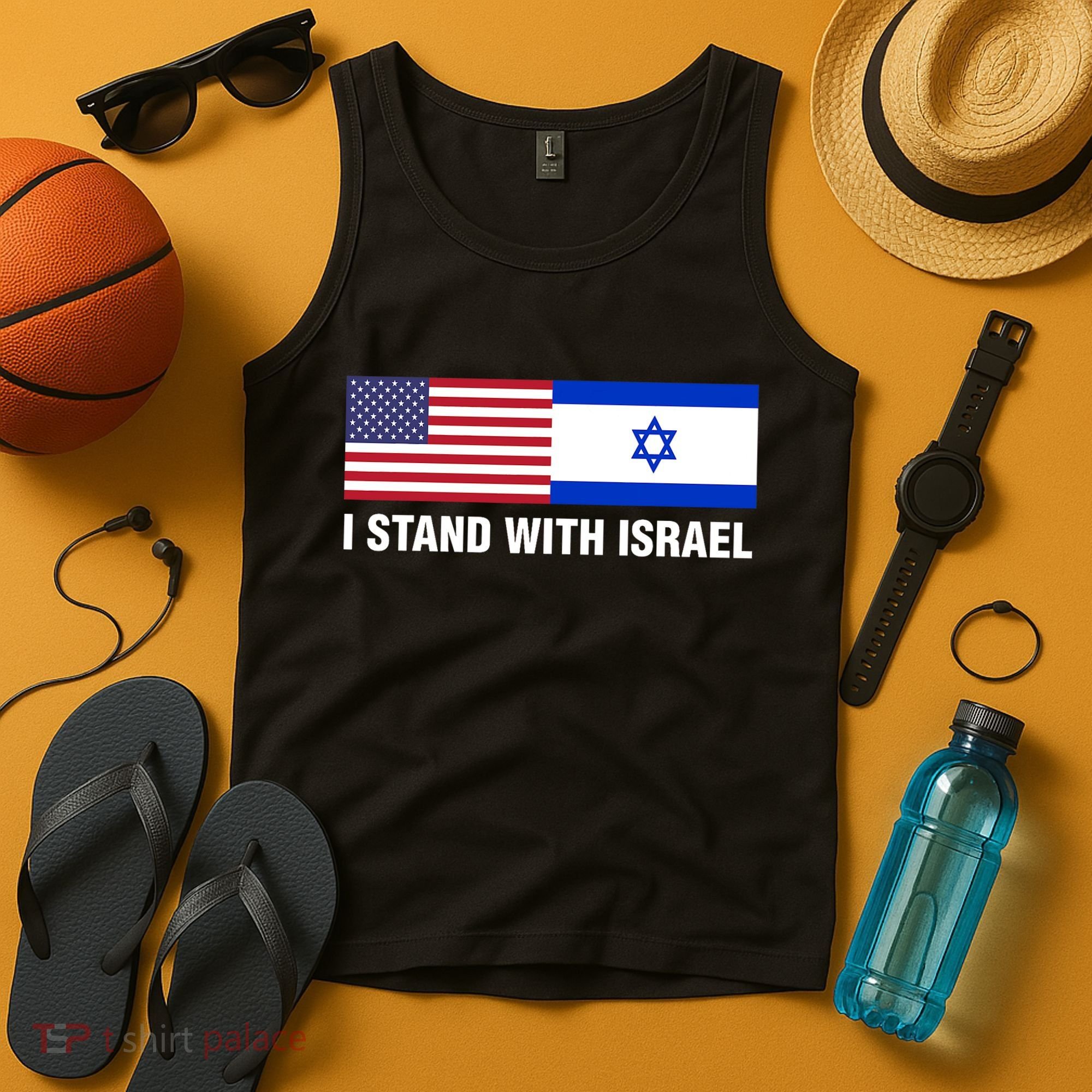 I Stand With Israel American Flag Israeli Flag Tank Top