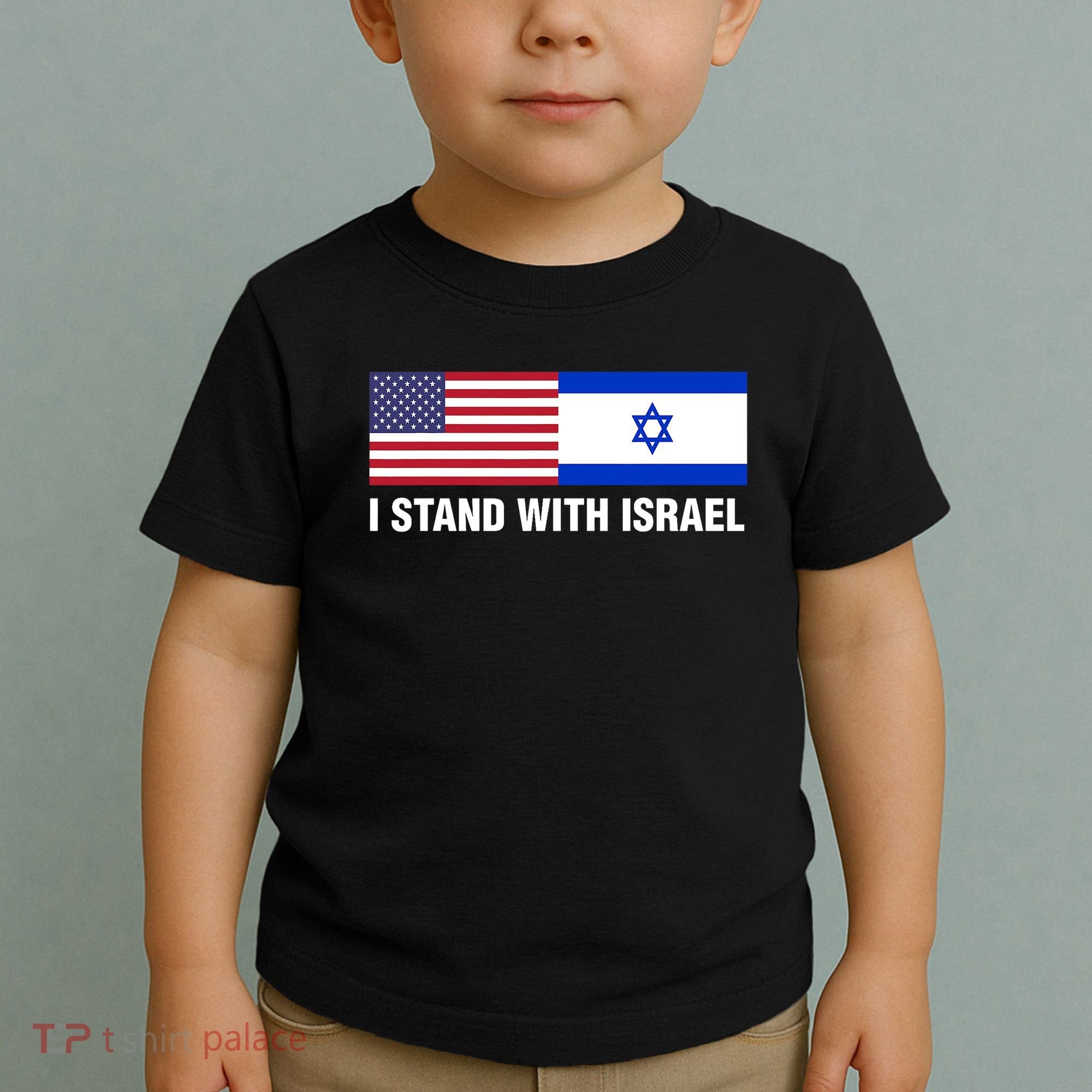 I Stand With Israel American Flag Israeli Flag Toddler T-Shirt
