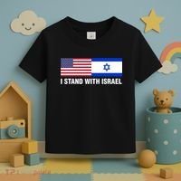 I Stand With Israel American Flag Israeli Flag Toddler T-Shirt thumb 3
