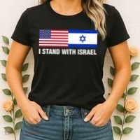 I Stand With Israel American Flag Israeli Flag Women's T-Shirt thumb 2