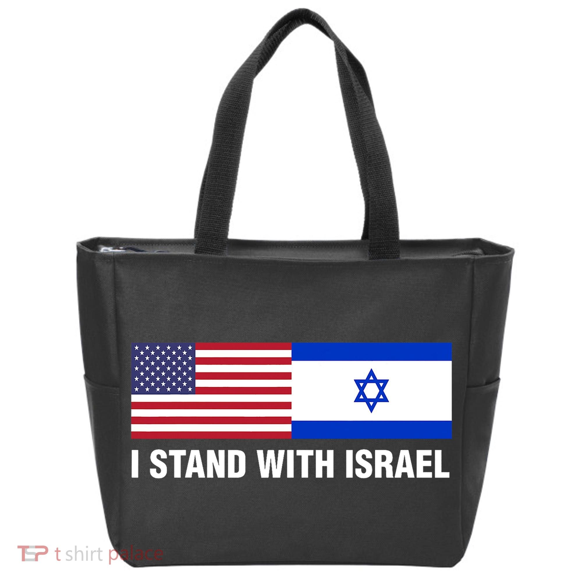 I Stand With Israel American Flag Israeli Flag Tote Bag