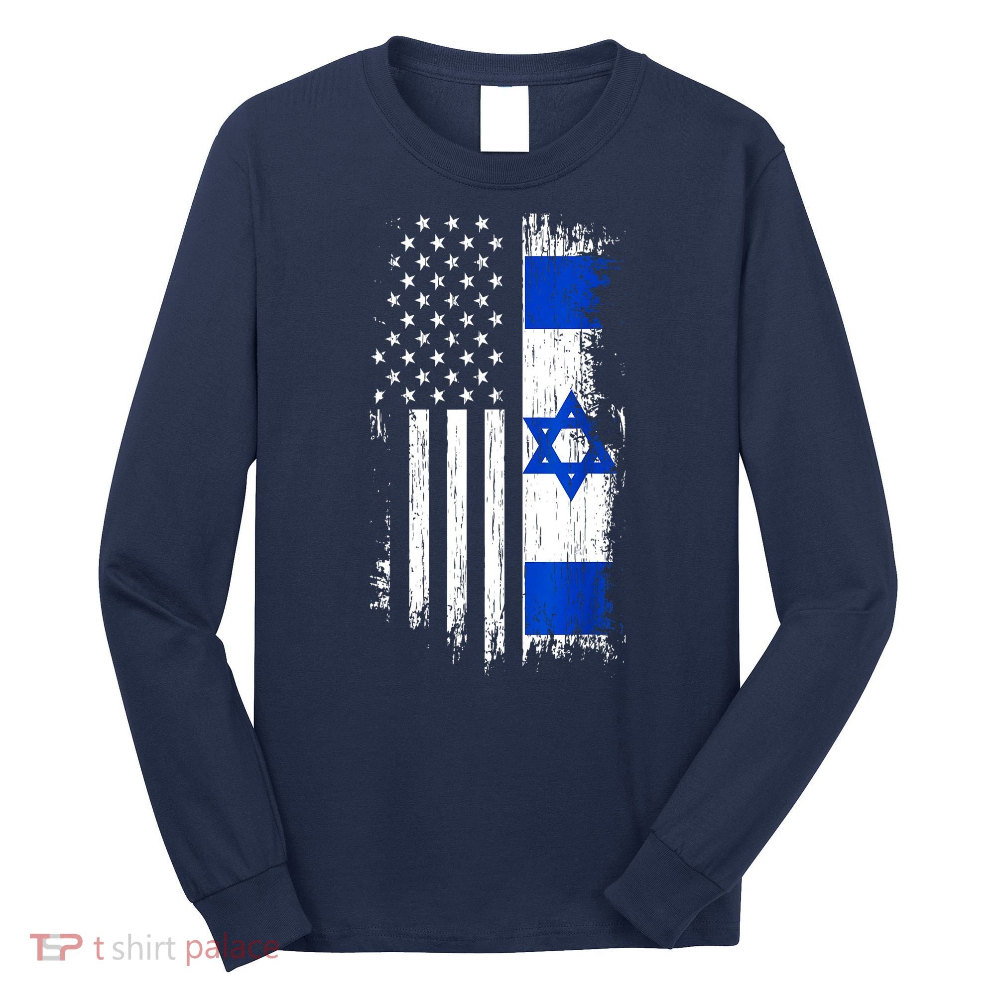 I Stand With Israel Usa Israel Flags Long Sleeve Shirt