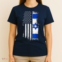 I Stand With Israel Usa Israel Flags T-Shirt thumb 4