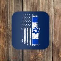 I Stand With Israel Usa Israel Flags Coaster thumb 0