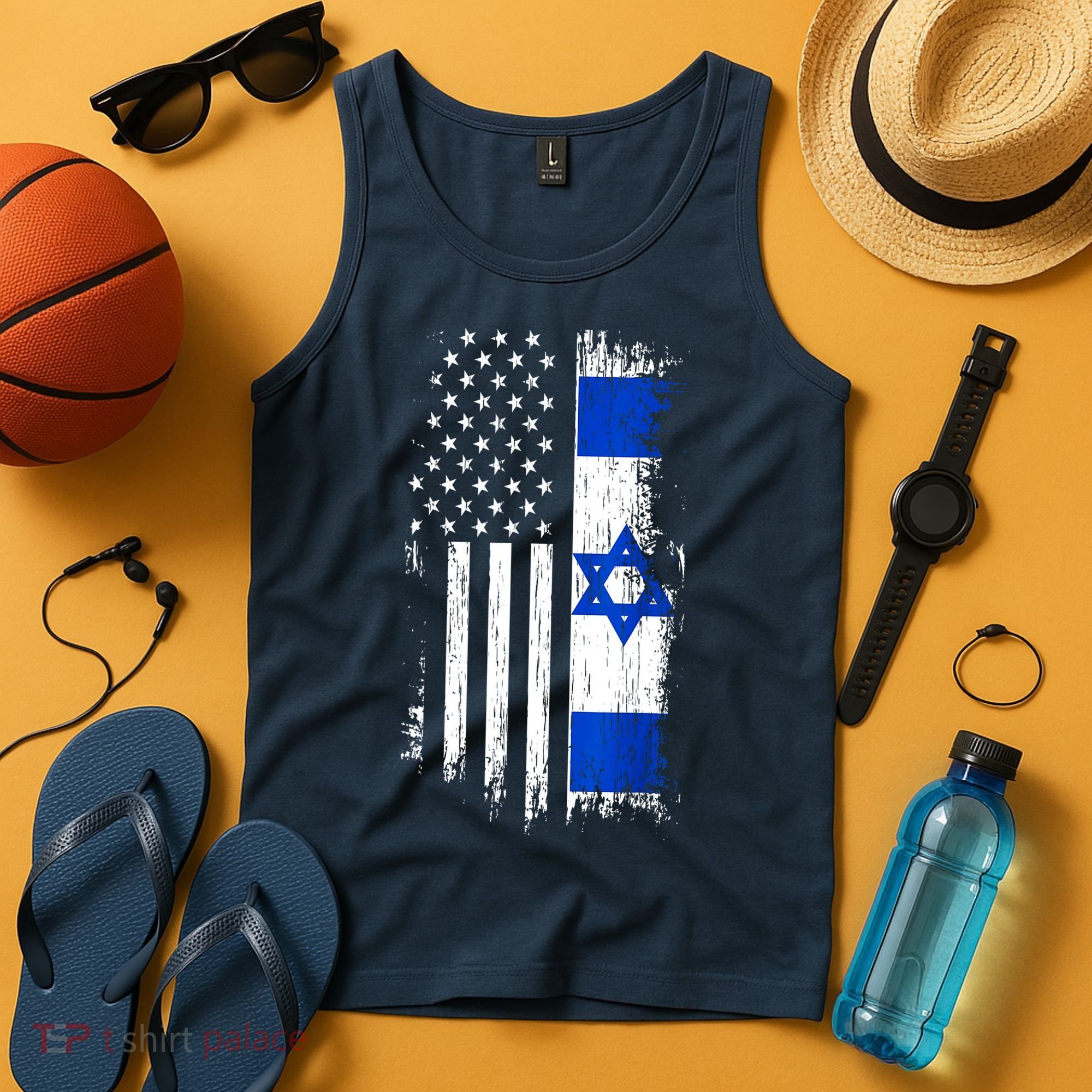 I Stand With Israel Usa Israel Flags Tank Top