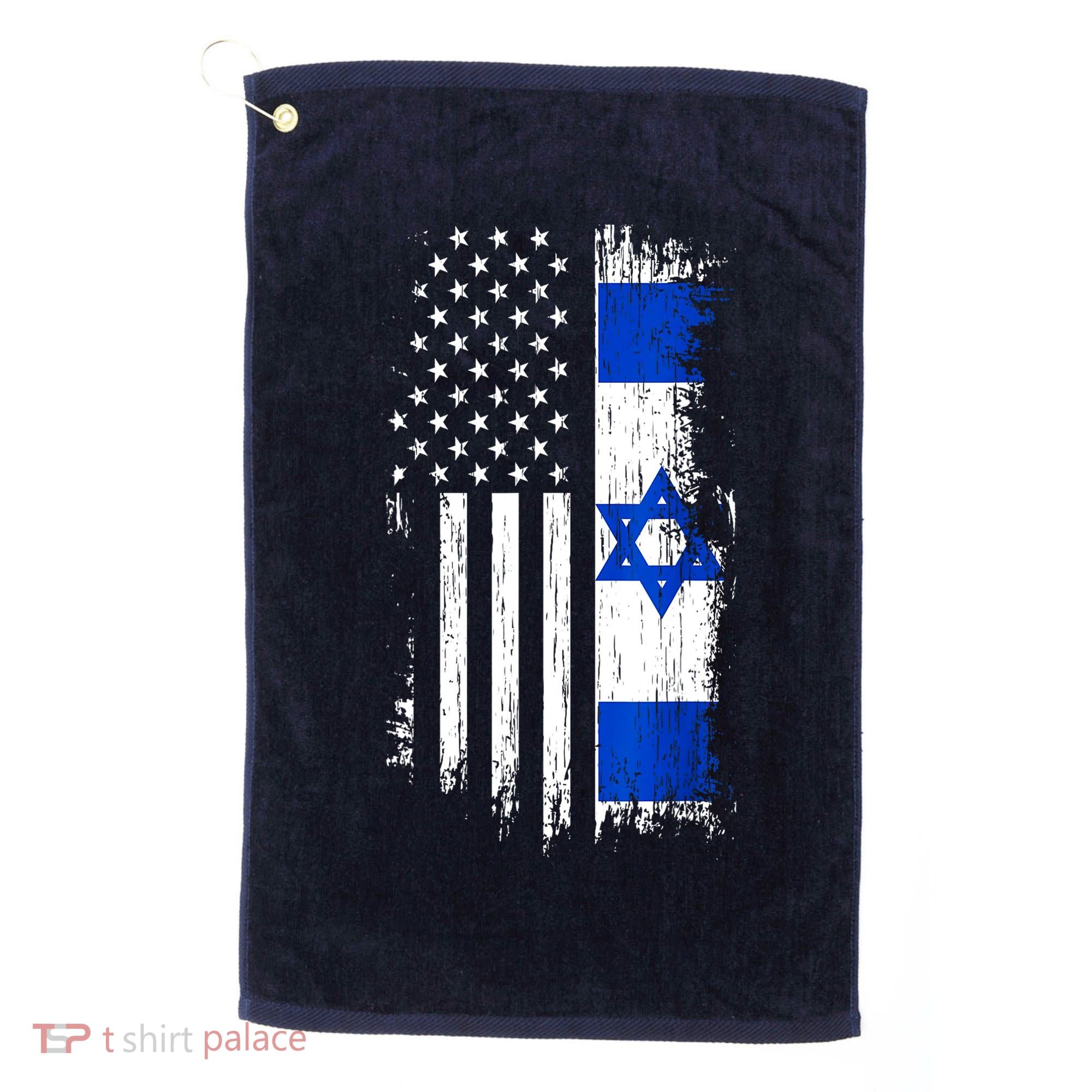 I Stand With Israel Usa Israel Flags Golf Towel