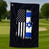 I Stand With Israel Usa Israel Flags Golf Towel thumb 1